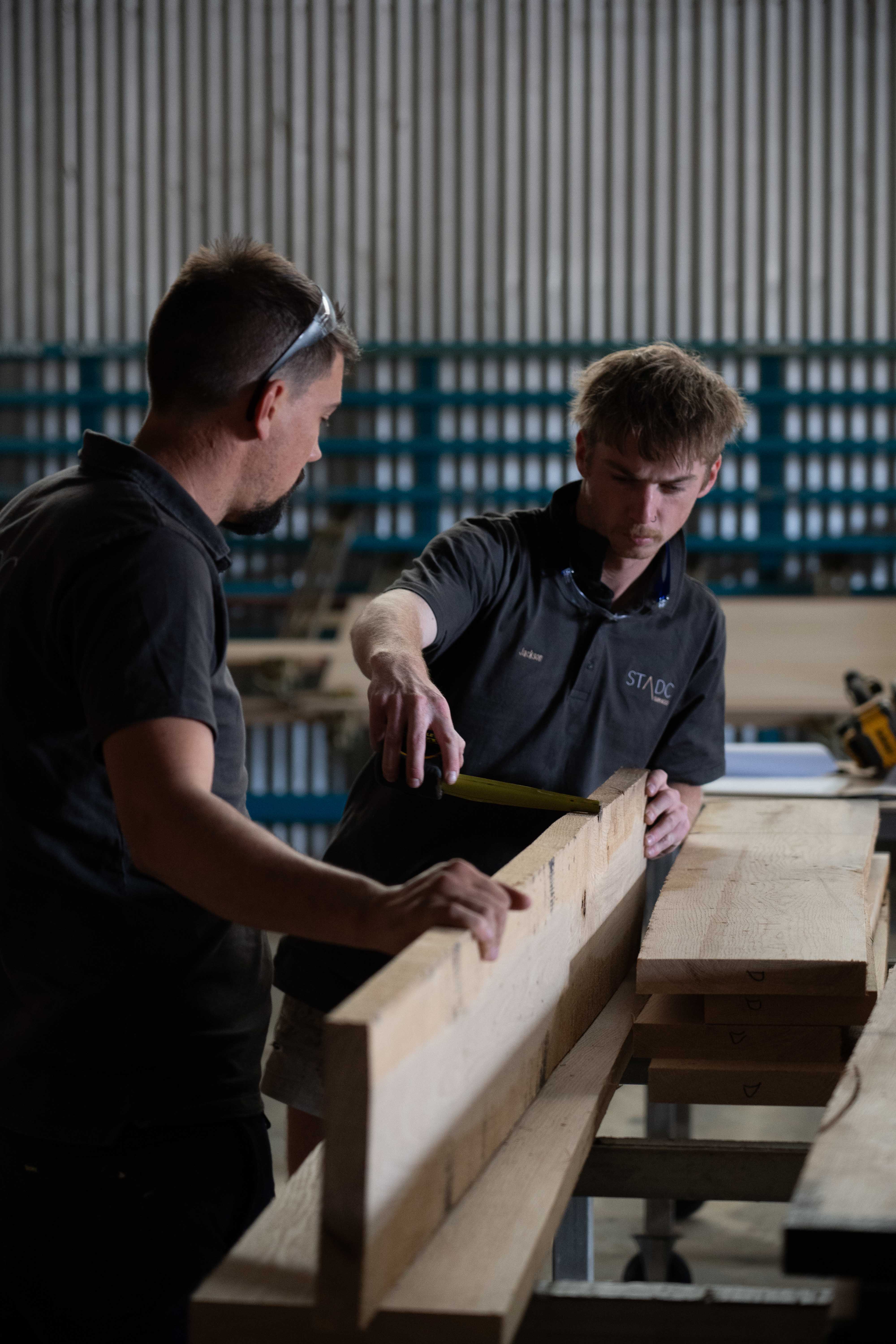 STADC craftsman working on bespoke double vanity in Adelaide workshop