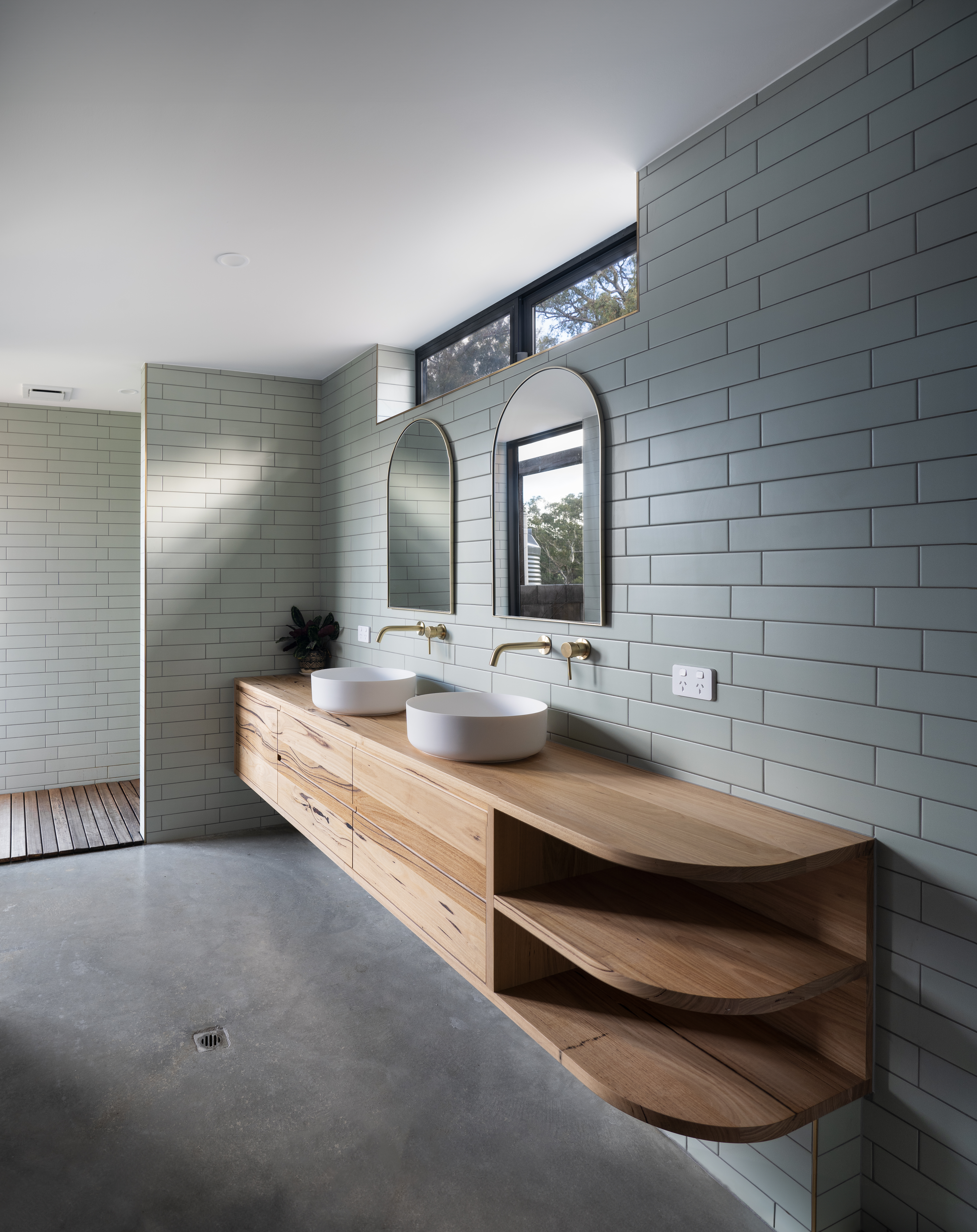 Stadc Surfaces customer wormy chestnut vanity made in the Adelaide Hills